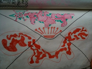 Doodle on the envelope page of Wreck This Journal